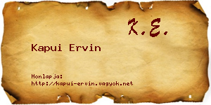 Kapui Ervin névjegykártya